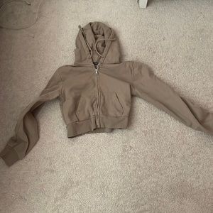 Cropped green/brown zip up.